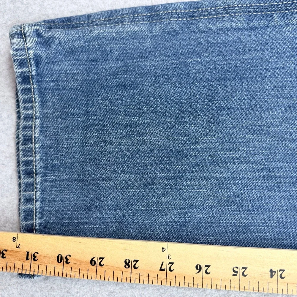 Levis 514 Slim Straight Jeans Mens 32x32 Blue Denim Tan Pocket Flaps 77976-0002
